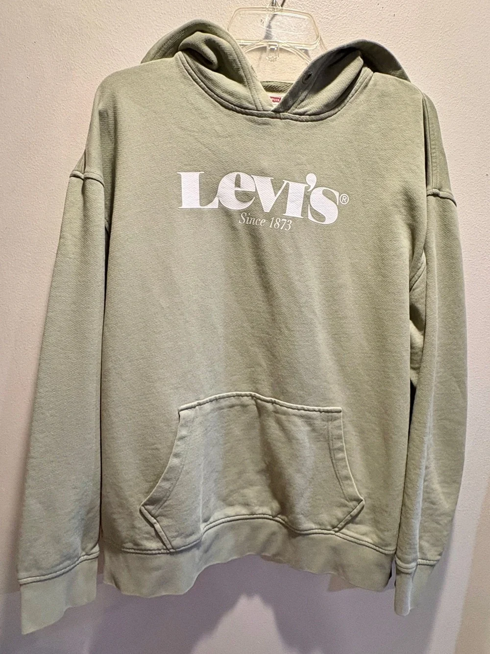 Levi’s Relaxed Fit Sage Green Logo Hoodie Large Cotton Pullover Sweatshirt